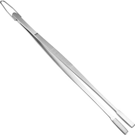 Pinzas de 12“ de largo, pinzas de cocina de acero inoxidable de grado alimenticio para cocinar, freír, agarrar objetos pequeños, postres, asar a la parrilla (1PC)