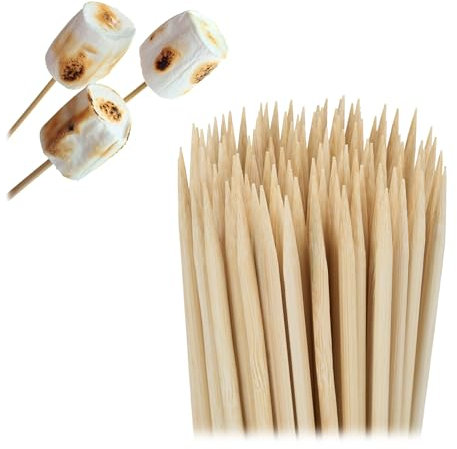 Relaxdays Piques à brochettes, Lot de 500, Pics en Bambou, 40 cm de Long, pour Viande, légumes, Barbe à Papa, Nature
