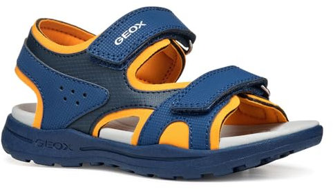 Geox J VANIETT Boy C Sandale, Navy/Orange, 35 EU