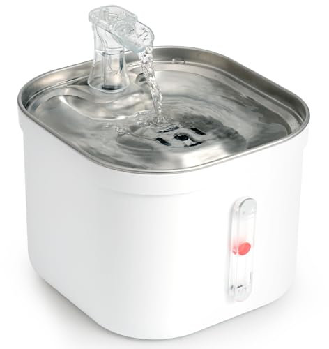 Happy & Polly Cat Water Fountain: 67oz/2L Automatic Pet Water Fountain Indoor 24/7 Running Pet Fountain Cat Dog Water Dispenser - Faucet Cat Fountain with Strong Filtration System Quiet Pump