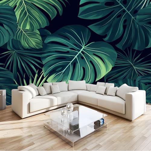 Fototapete Fotografie Tropische Blätter 400 x 280 cm Vlies Tapete 3D Effekt Moderne Wandtapete Dekoration, für Wohnzimmer Schlafzimmer TV-Hintergrund Wanddeko Wallpaper