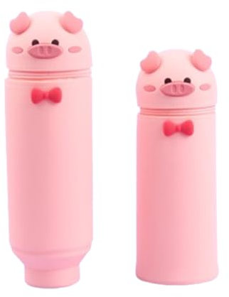 Fine jade2 Kawaii Federmäppchen Schwein Mäppchen Schwein Silikon Cartoon Bleistifthalter Schwein für Schülerin Teenager