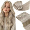 LaaVoo Echthaar Extensions Clip Blond Remy Clip in Extensions Echthaar Blond Haarverlängerung Clip Extensions Echthaar Aschblond mit Blond 7pcs 105g 50cm #P18/613 Doppelt Tressen
