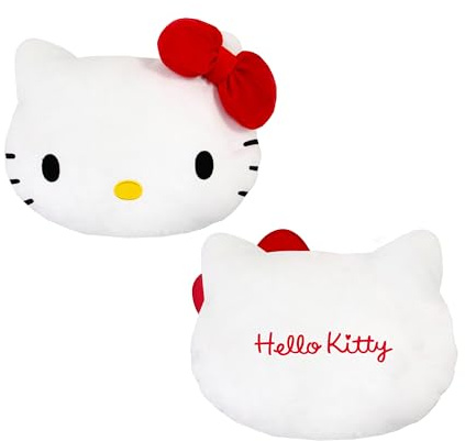 Offiziell Lizenziertes Hello Kitty-Kissen | Kissen in Katzenform | Perfekt für die Dekoration von Schlafzimmern oder Wohnzimmern 35 x 30 cm