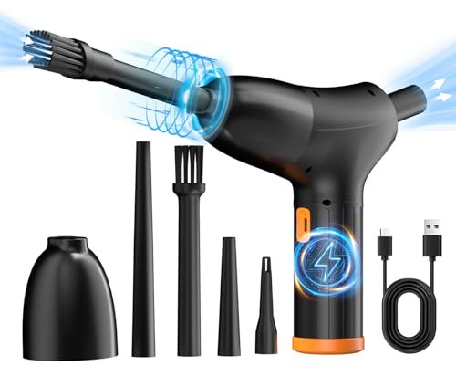 Compressed Air Duster & Vacuum Cleaner, 2-in-1 Powerful 3-Speed Computer Cleaning kit, Rechargeable Dust Extractor for PC, Laptop, Keyboard, Replaces Compressed Air Can