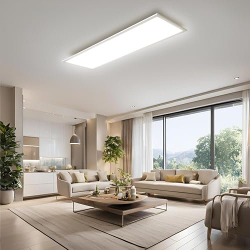 Omdekor Dimmbar LED Panel 120x30cm, LED Deckenleuchte mit Fernbedienung, 3000K-6500K 40W Deckenleuchte Flach mit Speicher für Schlafzimmer, Wohnzimmer, Küche, Büro, Fabrik