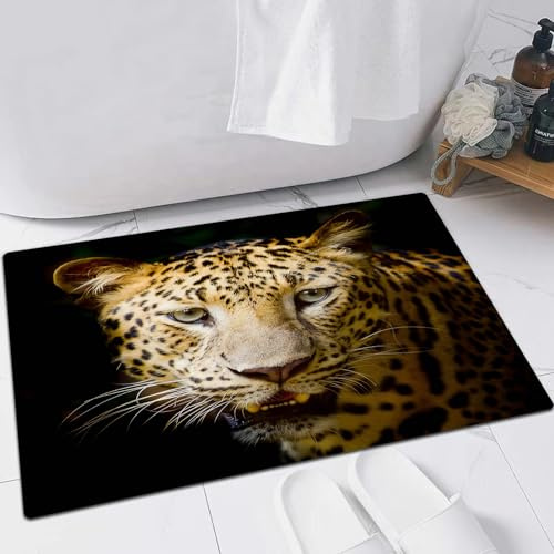 FSDGY Badvorleger Fußmatte Flauschig Teppich Badezimmerteppich Duschmatte für Bade & Wohnzimmer Schlafzimmer,Leopard (2),40x60 cm