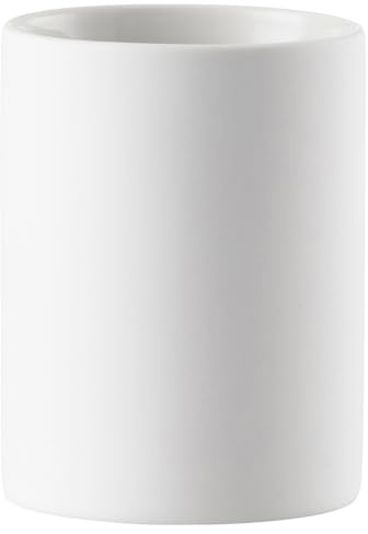 Zone Denmark Karma Zahnputzbecher, Zahnbürstenhalter, Zahnbürstenbecher, aus Steinzeug/Keramik, Schönes & Praktisches Badezimmer Zubehör, Durchm. 7,6 cm, Höhe 10 cm, Weiß