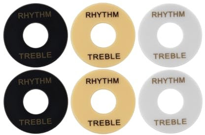FLEOR 6 x Kippschalter-Ringe für Höhen-/Rhythmus-Ring-Unterlegscheiben für LP-E-Gitarre, Weiß/Schwarz/Creme