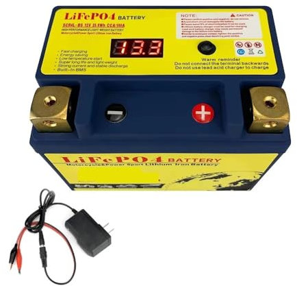 12V Motorcycle Starter Battery LiFePO4 Lithium Iron Phosphate Battery Built-in BMS 8Ah/12Ah CCA 180A-620A compatible with ATV/UTV High efficiency and durability(10S N-P)