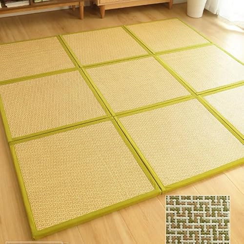 Traditionelle japanische Tatami-Matte, faltbar, Rattan, rutschfeste Teppichunterlage – bequeme Schlafmatte für Wohnzimmer, Spielzimmer, Schlafzimmer – 100 % handgefertigtes natürliches Material