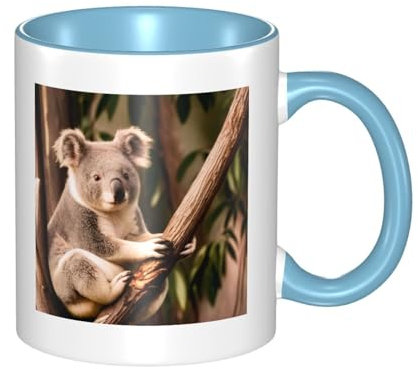 ELSMZXZD Lovely Koala Two Tone Color Ceramic Mugs - Tazza da caffè e tè da 325 ml per bevande calde o fredde - Tazza in porcellana a doppio colore per casa, ufficio e cucina