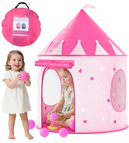 Tente de Jeux Enfant Interieur: Tente Château de Princesse - Tipi Portable Pliable pour Enfants pour Garçons et Filles - Cadeau pour Enfants (Pink)