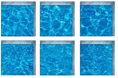 RKJRTK 1 Set 6 x blaue Cool Sea Serie rutschfeste Badewannen-Aufkleber Folie Aufkleber Applikation