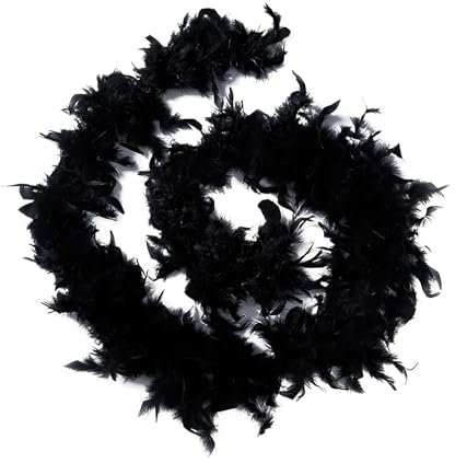 Federboa Schwarz Geburtstagsfeier Mädchen,Boaschwarz für 20er Jahre Style Damen,Federschal Kostüm Karneval20er 2m,Feder Boa für Straßenfasching,Geburtstagsfeier,Konzert,Weihnachtsfeier