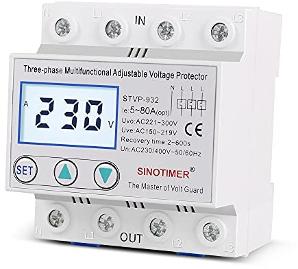 Leitungsschutzschalter,Sicherungsautomat Industrielle dreiphasig AC 380V 80A. Einstellbare Überspannspannung Protector Automatische Wiederherstellung über die unter Spannungspaltvorrichtung(80A)