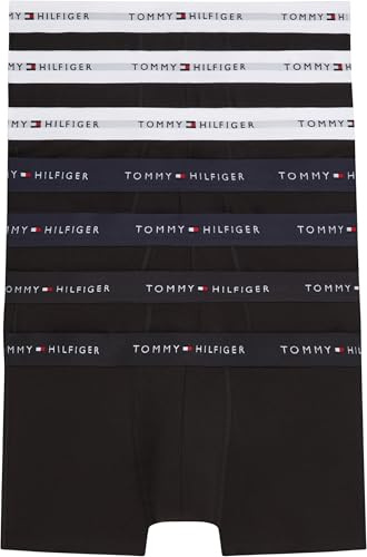 Tommy Hilfiger Herren 7er Pack Boxershorts Trunks mit Logobund, Schwarz (Wht/Wht/Wht/Blk/Blk/des/des), L