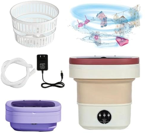 YUYQAQ Piccola lavatrice portatile da viaggio, 8 l, mini lavatrici pieghevoli con centrifuga per campeggio, 2 in 1, per viaggi, campeggio, pulizia biancheria intima, asciugamani, vestiti per bambini