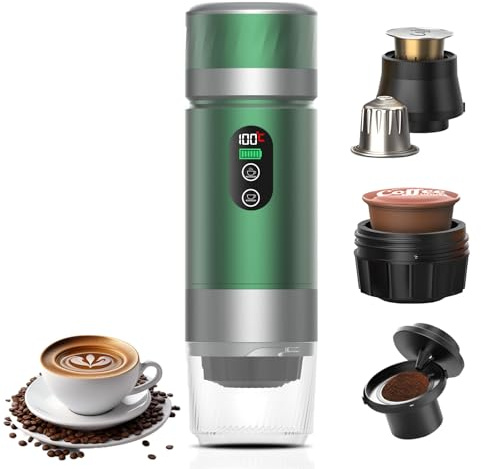 Macchina da Caffè Portatile per Auto,Macchinetta da Caffè da Viaggio con Riscaldamento Elettrico USB-C,Compatibile con Capsule NS e caffè Macinato,80ml Minibevitrice per Ufficio ed Escursioni