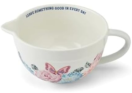 Dolly Parton Ceramic Batter Bowl, Mosaic Design with Inspirational Quote, Capacity, Spout and Handle, Dishwasher Safe, 2.5 Quart