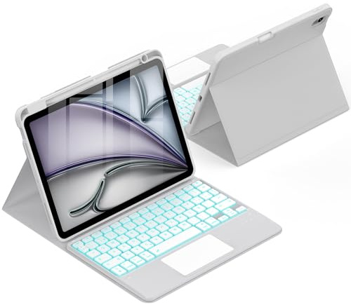 CACOE Funda con Teclado para iPad Air 11 Pulgadas con Touchpad, Gris