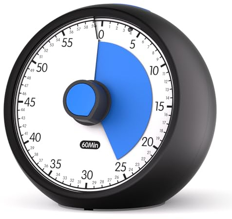 Conchstar Time Timer Visueller Timer Kinder 60 Minuten Countdown Timer - Ideal für ADHS & Autismus, Hausaufgaben, Schule, Classroom & Kochen in der Küche (Schwarz Blau)