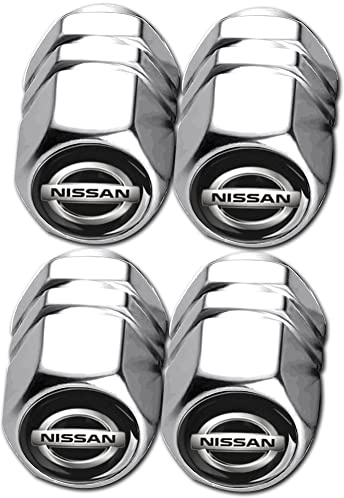 4 Stück Auto Ventilkappen für Nissan Maxima Altima Rogue Kicks Murano Frontier Pathfinder, Aluminiumlegierung Luftdicht Ventildeckel, Ventil Kappen Zubehör (Silber)