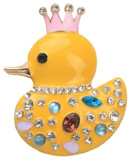 Mehrzweck Kronen Enten Brosche mit funkelnden Kristallen, leichtes Abzeichen, modisches Statement Reversnadel Zubehör, Kronen Enten Brosche