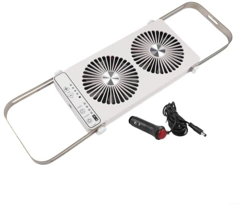 RV Dachfenster Ventilator 12V DC Mit 4 Geschwindigkeitsstufen, Ausziehbar 37,5-58,9 Cm, Doppelreihen Kühllüfter Für Wohnwagen Camping(White)