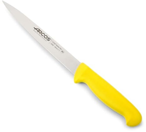 Arcos Serie 2900 - Cuchillo Fileteador Semiflexible - Hoja de Acero Inoxidable NITRUM de 190 mm - Mango inyectado en Polipropileno Color amarillo