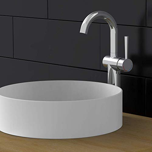 SCHÜTTE Waschtischarmatur für Aufsatzwaschbecken CORNWALL 79111, Wasserhahn Bad hoher Auslauf, hohe Armatur Badezimmer, Einhebelmischer Bad Auslauf Höhe 275 mm, Mischbatterie Waschbecken, Chrom