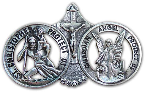 Cathedral Art KVC104 Clip de visière pour Voiture Motif Saint-Christophe/Ange Gardien, 7,9 cm