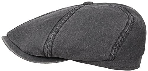 Stetson Brooklin Old Cotton Flatcap Herren | Schiebermütze im Used Look | Cap mit UV-Schutz 40+ | Schirmmütze mit Baumwolle | Herrenmütze Größen S-XXL | Flat Cap/Mütze Frühjahr/Sommer, schwarz, M (56-57 cm)