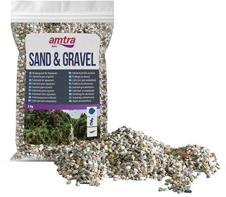 Amtra Polychrome - Grava De Acuario Natural, Tierra Decorativa, Arena Y Grava Blanca, Granos 3-4 Mm, 2 Kg