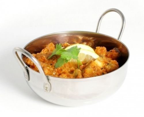 Sunnex by Chefline Set of 2 Stainless Steel Balti Serving Dish 13cm/5 Curry Bowl, Karahi, Kadai, Indian Dining