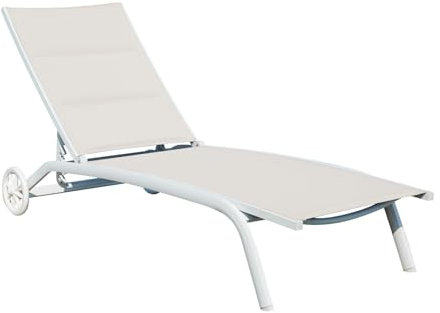 Greenwood Sonnenliege mit 5 Positionen und Rollen aus Aluminium CLAT 51T Farbe Taupe