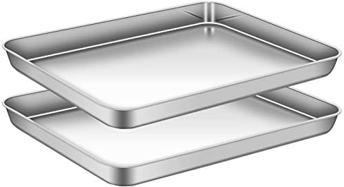 AEMIAO Bandejas para Horno de Acero Inoxidable, Bandejas Rectangular Antiadherente para Hornar, 2 Piezas, 40 x 30 x 2.5cm