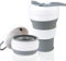 AniSqui Collapsible Coffee Cup Silicone [Cup Mouth with Thread], (16oz 450ml, BPA Free Foldable Coffee Cup Portable) (Gray)