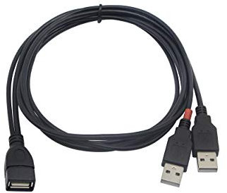 CERRXIAN USB 2.0 Verlängerungskabel USB 2.0 A Enhancer Y Splitter Hub Adapterkabel, 1 Buchse auf 2 Stecker Datenkabel, Ladekabel Verlängerungskabel (1 m)