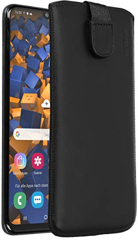 mumbi Echt Ledertasche kompatibel mit Samsung Galaxy A50 Hülle Leder Tasche Case Wallet, schwarz