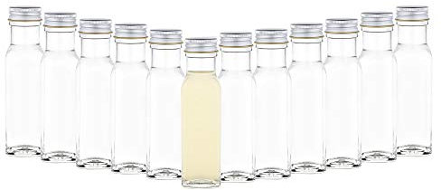 MamboCat Glasflaschen 100ml Marasca mit Schraubverschluss I 12 kleine Flaschen zum Befüllen - edle Likörflaschen Schnapsflaschen I geschäumter Deckel - luftdicht I Glasflasche 12 Stück