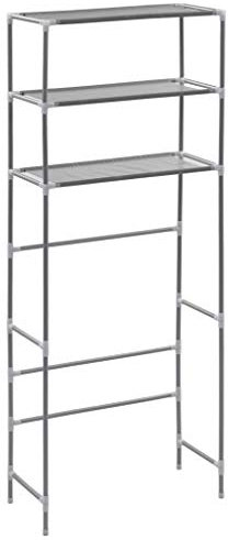 Festnight Scaffale per Lavatrice Con 3 Ripiani Argento, Landeria e Bagno, Salvaspazio in Metallo 69x28x169 cm