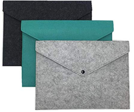 JIUJ Filztasche für Aktenmappe, A4, für Business-Portfolio, 3 Stück, Grau/Grün/Schwarz
