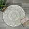 Uphome Runder, Kleiner Teppich, 60 cm mit schicker Bommelfranse, Boho-Stil, graues Mandala, Badezimmerteppich, weicher, Rutschfester Samt-Bodenüberwurf für Schlafzimmer, Wohnzimmer