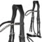 Heinick-Reitsport Trense anatomisch Competition Schwarz Weiß Lack ~ Glow-Silver ~ Warmblut