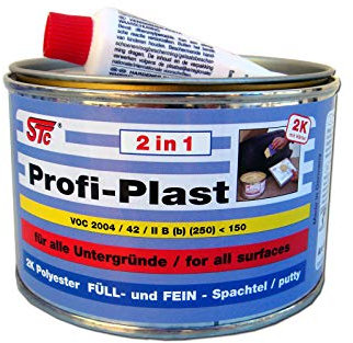 STC Profi Plast 2in1 2K Karosserie Polyester Spachtelmasse Füllspachtel Feinspachtel Dose inkl. Härter (500 g Dose)