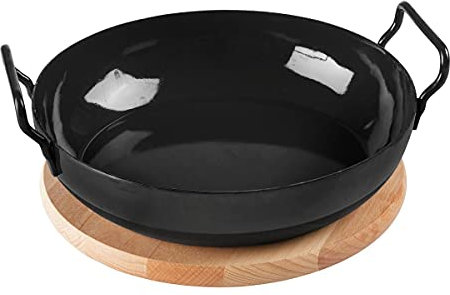 Karl Krüger Schlemmerpfanne mit Holzteller, 24 cm, Schwarz, 1224H