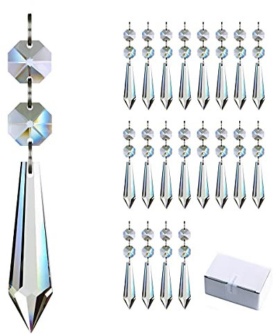 GOLDENHAITAI Hängende Kronleuchter-Kristalle, Eiszapfenprismen, Anhänger, Perlen, Ersatzteile für Kronleuchter, 55 mm, transparent, 20 Stück