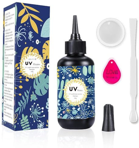 OSBANG Crystal Clear Hard UV Resin Upgraded Formula Ultraviolet Fast Curing Resin for Jewelry Making Craft Decoration, Hard Transparent Glue Solar Cure Sunlight Activated Resin (100g)