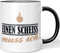 JUNIWORDS Tasse, Einen Scheiss muss ich, Wähle Farbe, Schwarz